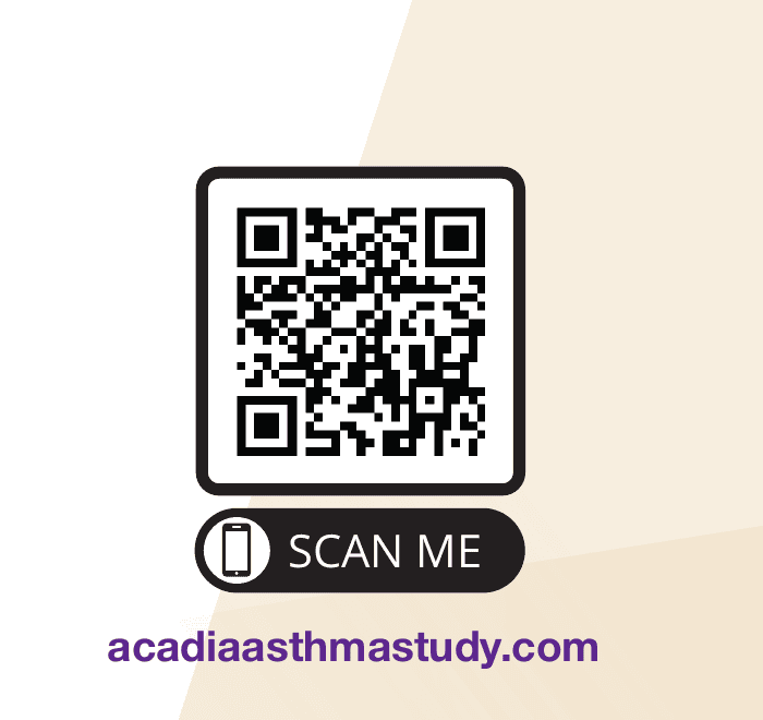 QR code for the ACADIA adolescent asthma study at acadiaasthmastudy.com